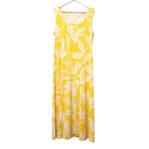 Susan Graver Liquid Knit Dress Size Small Palm Sleeveless Tank Midi​​ - Picture 1 of 5